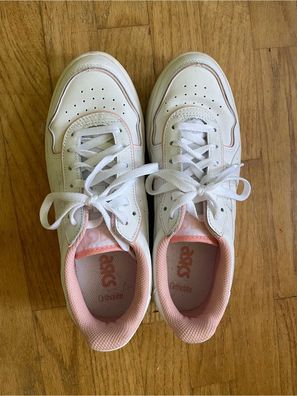 Asics White Sneakers with Light Pink Accents platform 8.5